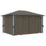 Gazebo with Curtain and String Lights 400x300 cm Taupe Aluminium Image 2
