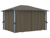 Gazebo with Curtain 400x300 cm Taupe Aluminium