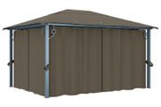 Gazebo with Curtain 400x300 cm Taupe Aluminium