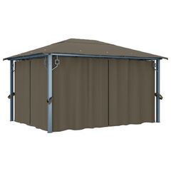 Gazebo with Curtain 400x300 cm Taupe Aluminium