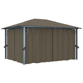 Gazebo with Curtain 400x300 cm Taupe Aluminium