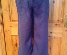 BNWOT Blue Linen Capri Trousers Size 8
