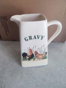 Cockerel  Hand Painted Cockerel / Rooster  Pottery large tall gravy jug