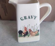 Cockerel  Hand Painted Cockerel / Rooster  Pottery large tall gravy jug