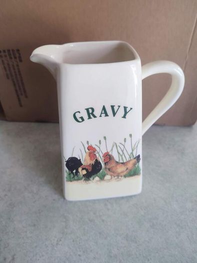 Cockerel  Hand Painted Cockerel / Rooster  Pottery large tall gravy jug