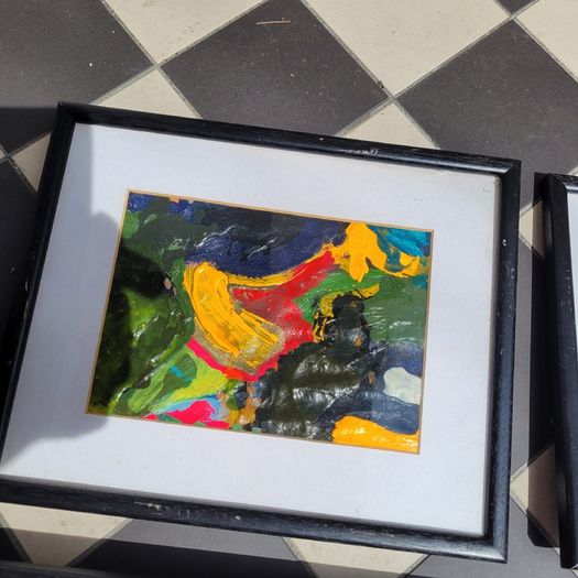 Vintage set of four John Hanwick abstract paintings