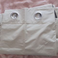 New beigh colour curtains with completely blackout liner .Never hung .as made a mistake with the length .Size 56"x80"each panel 12
