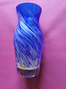 Vintage cobalt blue Bohemian glass vase