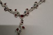 Necklace and earrings set colourful crystals