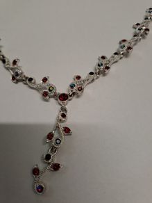 Necklace and earrings set colourful crystals