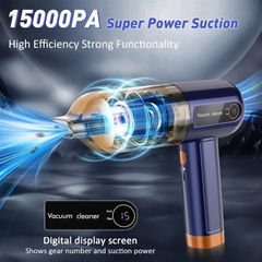 Vacuum Cleaner Portable Car Hoovers Cordless Car Vacuum Cleaner Rechargeable Powerful 15000Pa Mini Hoover for Pet Hair Home Office Kitchen Carpet