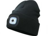 Black Beanie Hat with Built-in 4-LED Light -  Washable