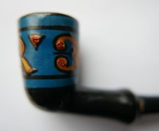 Vintage Long Ceramic Smoking Pipe, Hand-Painted