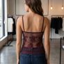 Sheer Burgundy Rose Embroidered Mesh Cami Top Image 2