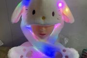 Kuromi Hello Kitty Moving Ears Cap for Girls Glowing Rabbit Hat Funny Stitch LED Plush Bunny Hats Halloween Party Accessories