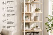 Bookcase with 6 levels and steel 6 Tier Bookcase Steel Frame Freestanding Shelf Living Room Bedroom Study ndustrial Design