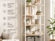 main image for ad Bookcase with 6 levels and steel 6 Tier Bookcase Steel Frame Freestanding Shelf Living Room Bedroom Study ndustrial Design