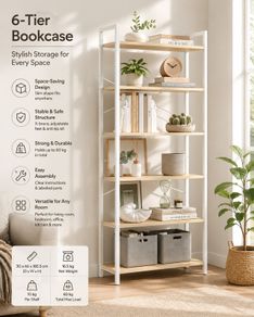 6-Tier Narrow Bookcase