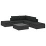 6 Piece Garden Lounge Set with Cushions Poly Rattan Black Image 4