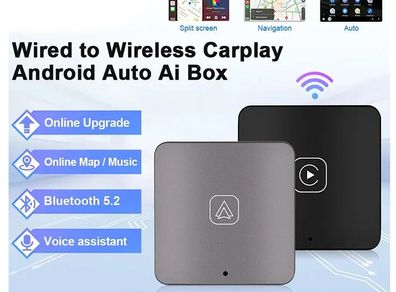 Car Radio Android Auto AI Box Wireless Android Auto Adapter Carplay Dongle Bluetooth WIFI Plug And Play For VW Audi Toyota Honda