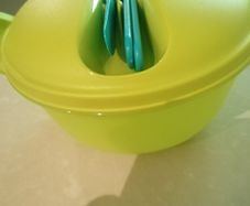 Tupperware container with cutlery food on the go