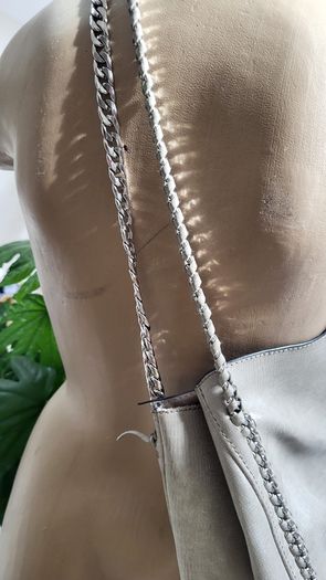ALDO grey with silver chain shoulder straps bag