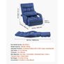 Floor Chair, 5 Adjustable Positions Folding Floor Gaming Chair with Back Support, Armrests, and Cushion, Sturdy Metal Frame with Recycled Foam and Linen Fabric, for Reading, Relaxing, Dark Blue Image 7