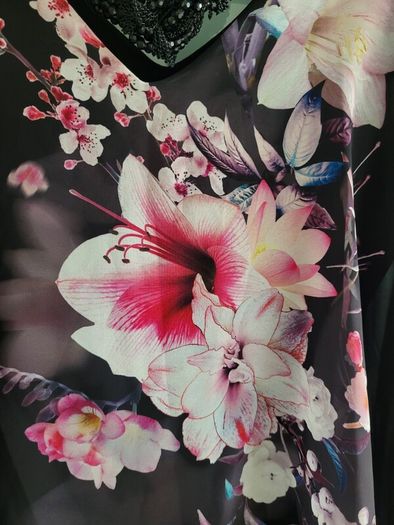 WALLIS Black floral cape layered dress Sz 12