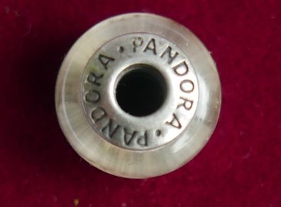 Original Pandora Charm 790921 White Zig Zag Murano Glass Bead