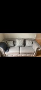 Grey Chesterfield Couch & Chairs