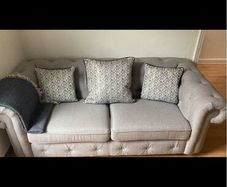 Grey Chesterfield Couch & Chairs