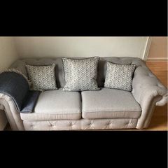 Grey Chesterfield Couch & Chairs