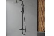 Milano Thermostatic Shower Mixer Set Matte Black, 300mm Square Overhead Rainfall Shower head, Handheld Shower 3 Spray