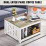 Farmhouse Coffee Table, Square Coffee Table with Open Storage Compartment Image 6