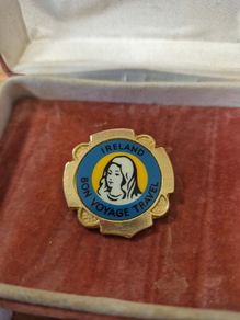 Ireland Religious Bon Voyage Travel badge brooch jewellery religious token