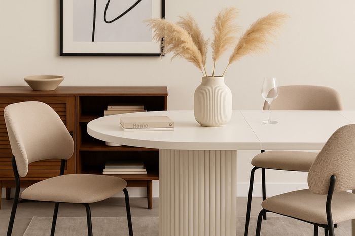 Black Extending Dining Table  Round to Oval Design  100-180cm