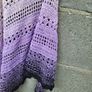 Handmade crochet triangle shawl wrap. Violet lila black ombre lacy shawl Image 4