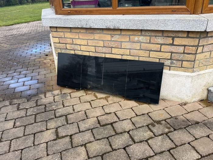 Pine fire place surround and marble insert