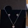 Elizabeth Duke Heart Shaped Silver Zirconia Pendant Necklace and Stud Earrings Set Image 2