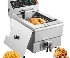 Commercial Deep Fryer, 3000W Electric Countertop Fryer with Basket, 11.6Qt / 11L Stainless Steel Single Oil Fryer with Time & Temp Control, Overheat Protection, for Kitchen Restaurant Use