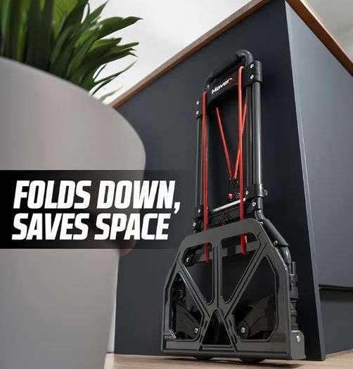 Folding Hand Truck Aluminium, Heavy Duty Hand Truck Foldable Trolley on Wheels, Multi Purpose Sack Truck Moving Trolley, 80kg