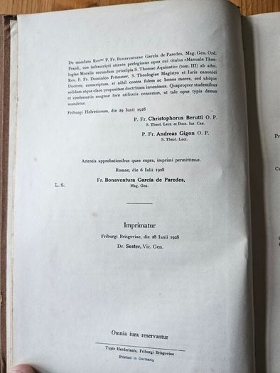 Manuale Theologiae Moralis. By Dom. M. Prummer O. Pr. First Edition Hardback In Good Condition.  See Photos For Same.