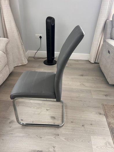 6 grey leather effect dining chairs