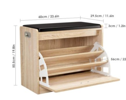 BRAND NEW Shoe Rack 3 Tiers Furniture Bench and Bathroom Seat Stool for Footwear (Oak)