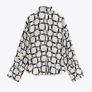Fab Zara Limited Edition Ecru Satin Geometric Print Blouse Image 5
