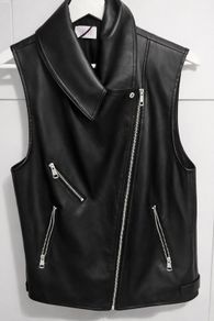 Black Faux Leather Biker Vest