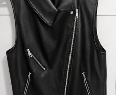 Black Faux Leather Biker Vest