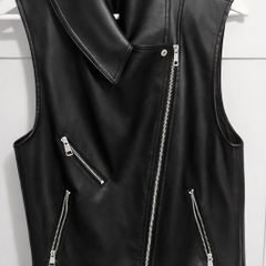 Black Faux Leather Biker Vest