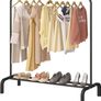 NEW SALE | Metal Clothes Rail 110 CM Clothing Rack Rail Coat Rail with Bottom Rack for Clothes, Coats, Skirts, Shirts, Sweaters, White Image 3