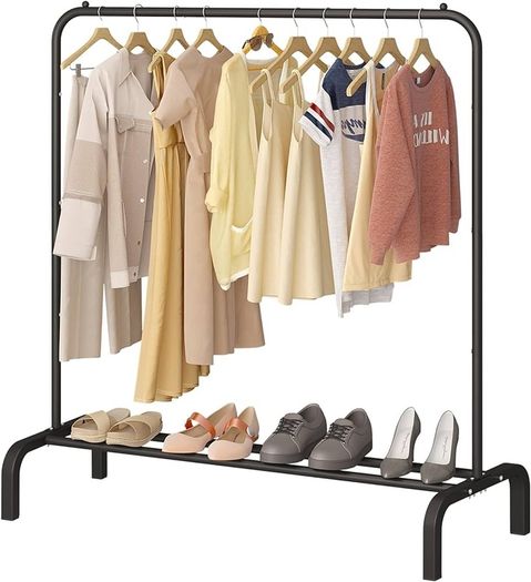 Clothing Garment Rack, 110 CM Metal Clothes Rail with Bottom Rack for Coats, Skirts, Shirts, Sweaters